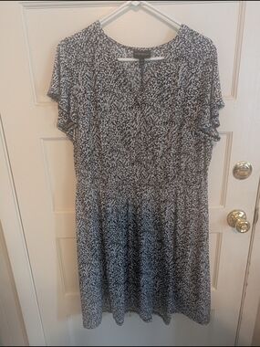 Lane Bryant Black and White Printed Midi Dress